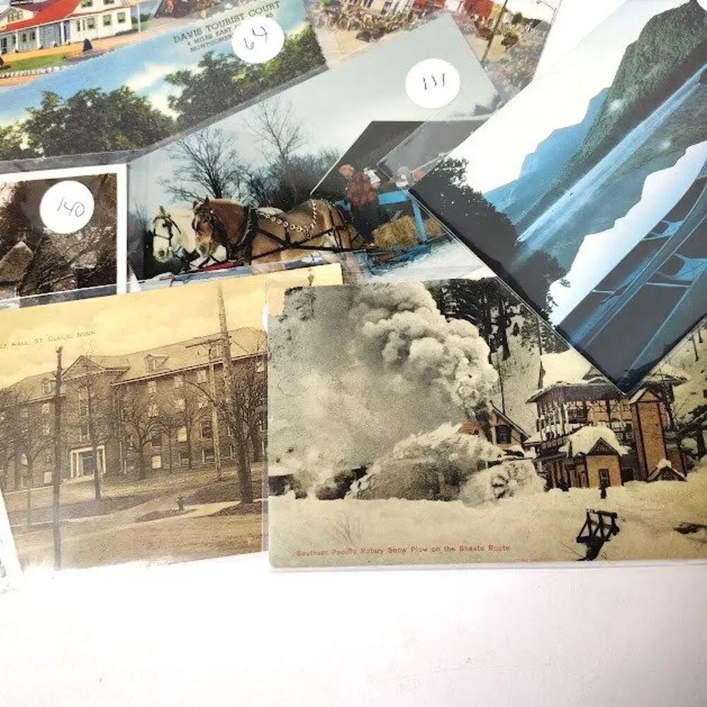 32 Vintage Postcard Lot Linen Real Photo Paper In Sleeves Most Early 1900s-1960s